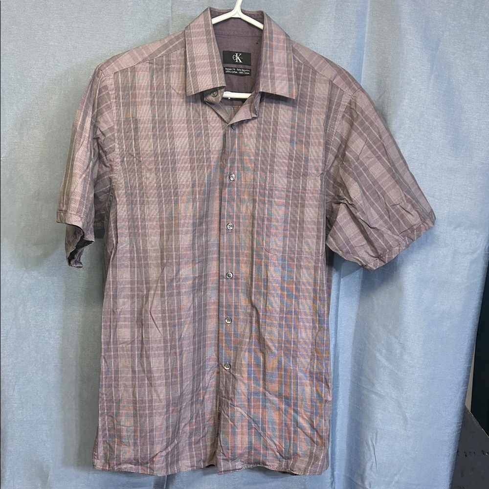 Calvin Klein Men's Casual Plaid Shirt regular fit - Purple and Gray
